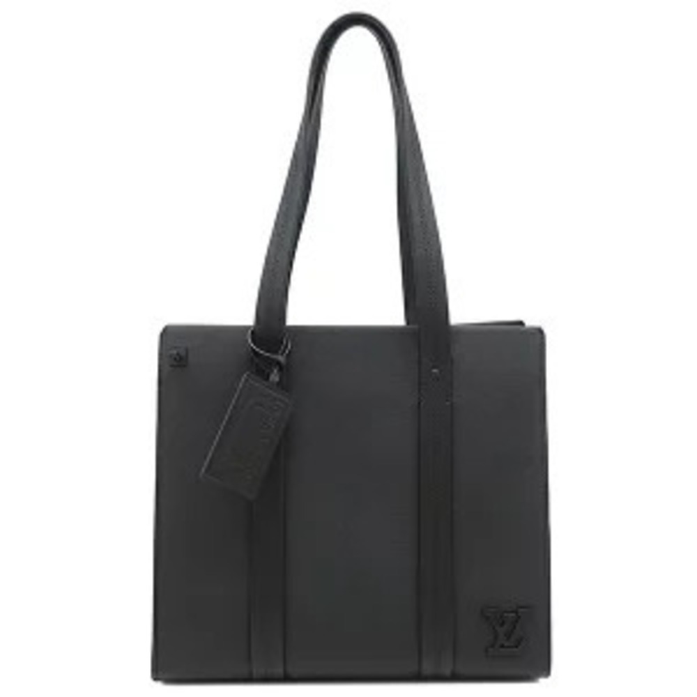 Louis Vuitton Takeoff Tote Bag Grained Calf Leather Black Matte Shoulder